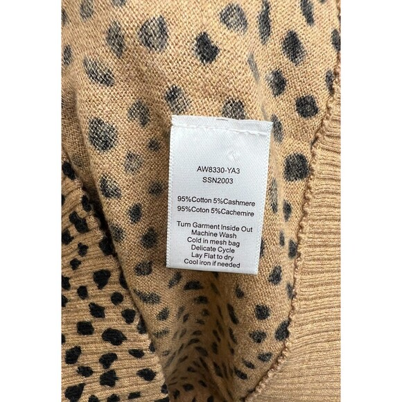 ATM Anthony Thomas Melillo Leopard V-Neck Sweater Size M Tan Black - Picture 3 of 5